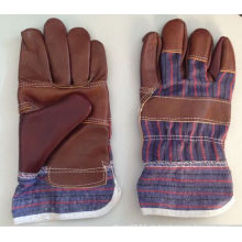 Guantes de trabajo de cuero de muebles de Palm con parche marrón oscuro-4001